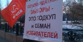 Пикет против одномандатных выборов организовали представители КПРФ в Иркутске Хамидуллина Зоя, РИА IrkutskMedia