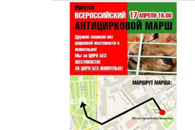 Митинг против цирковых животных состоится в Иркутске 17 апреля  Скриншот со страницы Всероссийский АНТИЦИРКОВОЙ МАРШ! vk.com