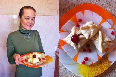Ведущая радио mCm Олеся Волкова приготовила слойки с фруктами и миндалем дочь Олеси Юля